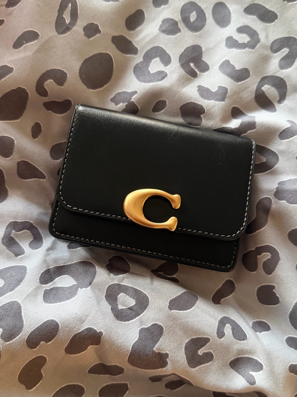 Coach Black Bandit Leather Small Wallet with Gold 'C' Hardware